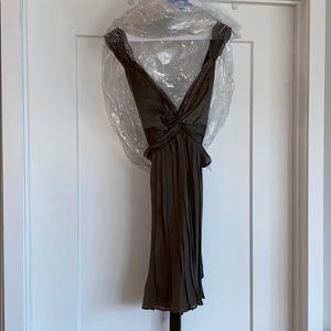 BCBGMAXARIA TWIST TOP PLEATED BOTTOM DRESS 0